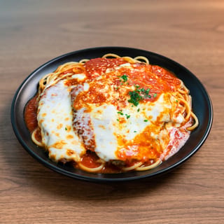 Eggplant Parmigiana With Spaghetti