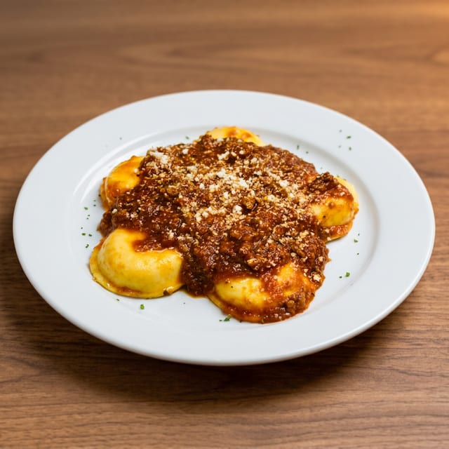 Ravioli w/Meat Sauce.