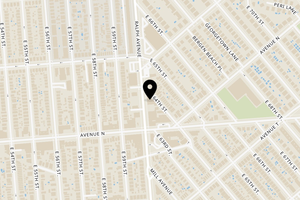 Map showing the location of Fontana's Italian Restaurant on 2359 Ralph Ave in Brooklyn